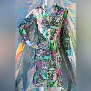 70s/80s Ancient Egypt Pastel Shirtdress - image 1